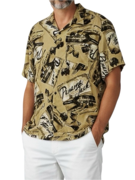 Panama Jack Other - Vtg 90s Panama Jack Men’s Shirt Hawaiian Tan Button up Short Sleeve M